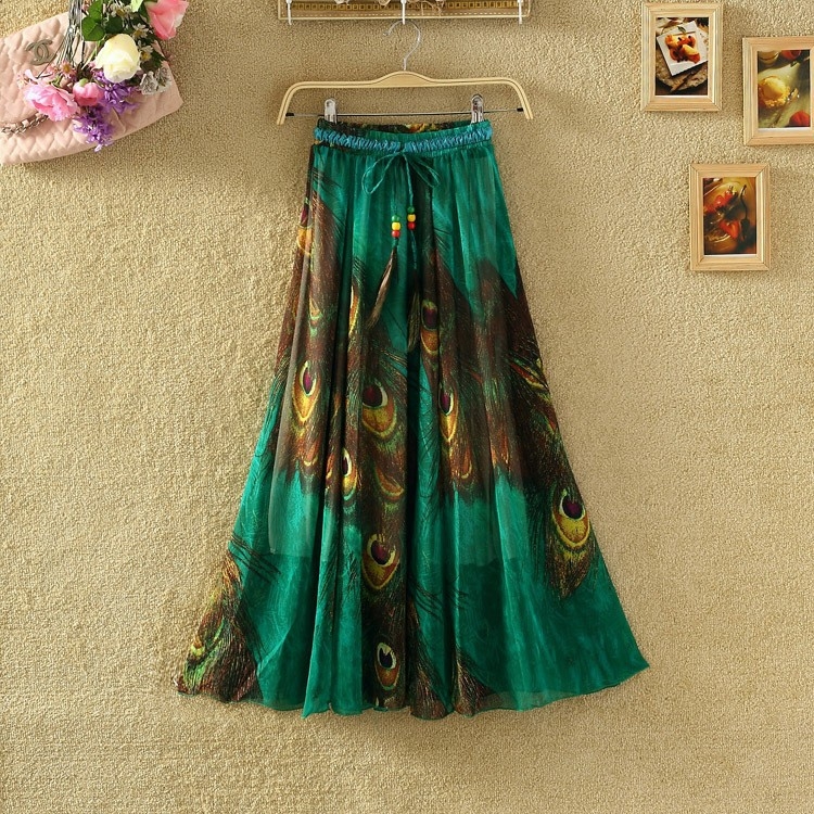 Green Digital Printed Skirt | Elala