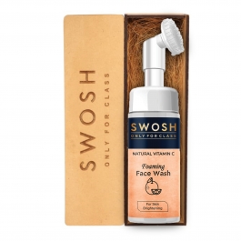 Swosh Natural Vitamin C Foaming Face Wash For Pimple Prone & Oily Skin - No Parabens, Sulphate, Silicones & Colour (with Built-in Face Brush), 100 Ml