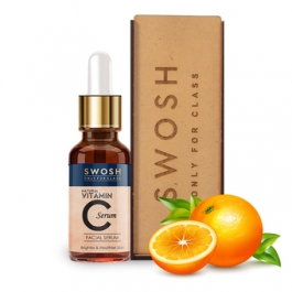 Swosh Vitamin C Serum For Face Enrich With Hyaluronic Acid, Vitamin E, Tamarind Extract, Aloe Vera Extract, Dead Sea Salt For Brightening, Anti Ageing, Wrinkle Control, 30ml