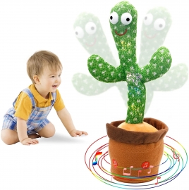 VEBETO Dancing Cactus Talking Toy Kids (1 Year Brand Warranty) Children Plush Electronic Toys Baby Singing Wriggle Voice Recording Repeats What You Say LED Lights Toddler Educational Funny Gift
